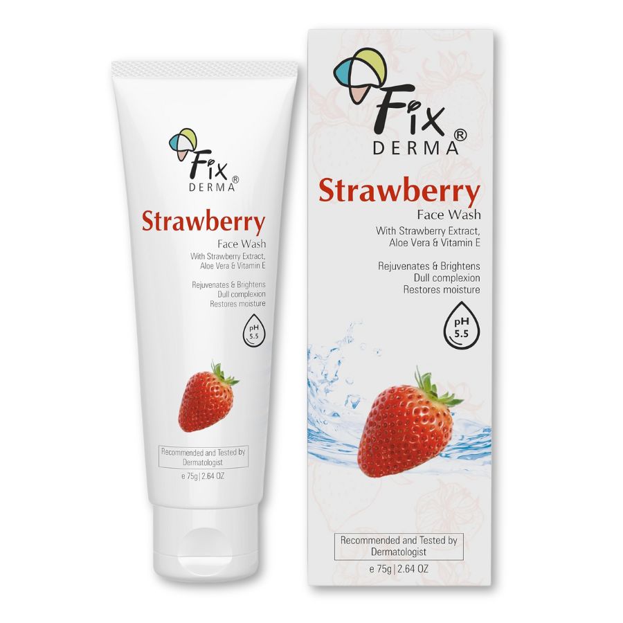 Sữa rửa mặt Fixderma Strawberry làm sạch, dưỡng ẩm và giúp sáng da (Tuýp 75g)