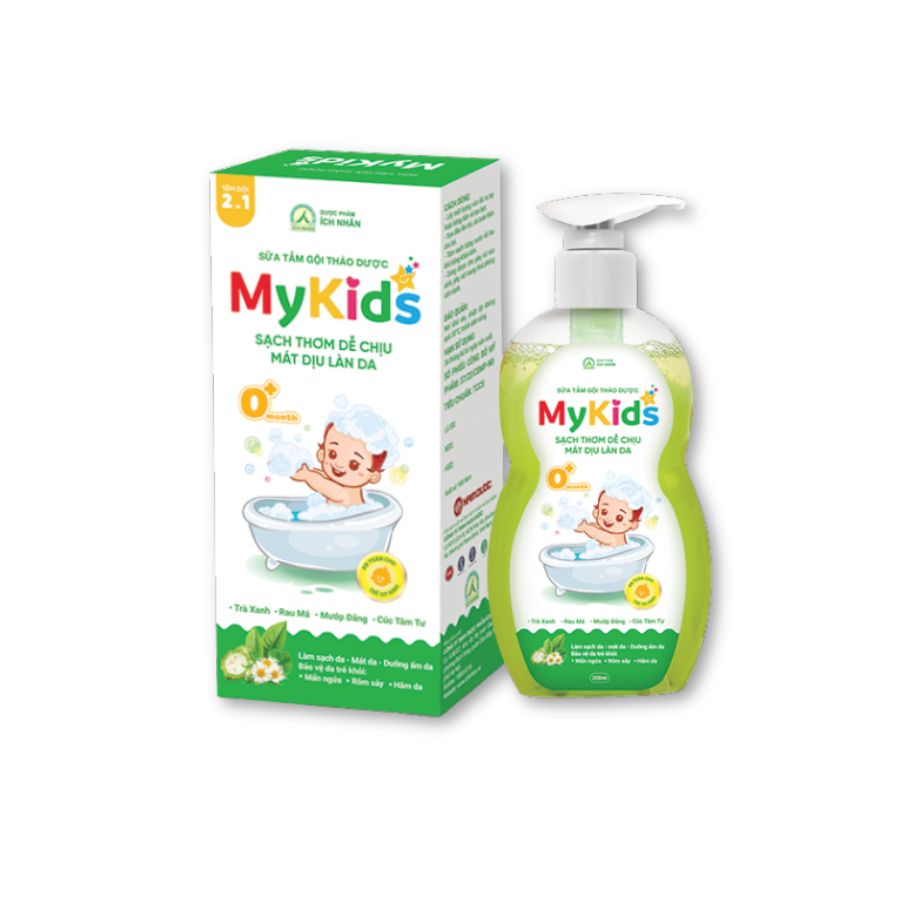 Sữa tắm gội thảo dược MyKids làm sạch, kháng khuẩn, dưỡng ẩm da bé (Chai 200ml)