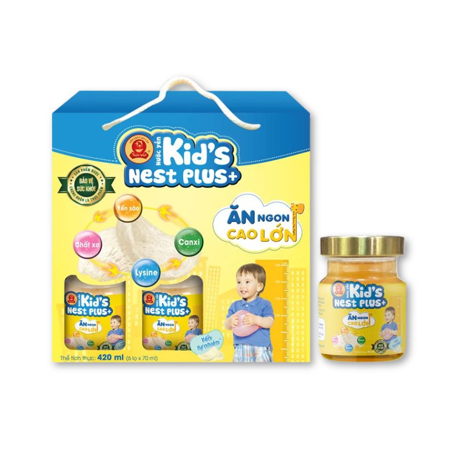 Thực phẩm bổ sung dưỡng chất Yến Thiên Việt Kids Grow hỗ trợ tiêu hóa và phát triển chiều cao (Hộp 6 lọ)