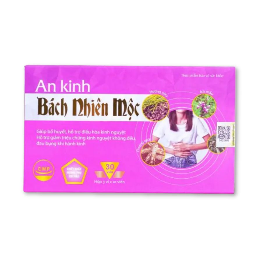 Thực phẩm bảo vệ sức khoẻ An Kinh Bách Nhiên Mộc hỗ trợ điều hòa kinh nguyệt, giảm đau bụng kinh (Hộp 60 viên)