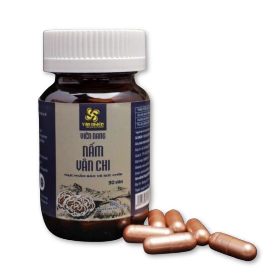 Thực phẩm bảo vệ sức khoẻ Viên nang nấm Vân Chi hỗ trợ tăng cường đề kháng, bảo vệ gan (Hộp 30 viên)