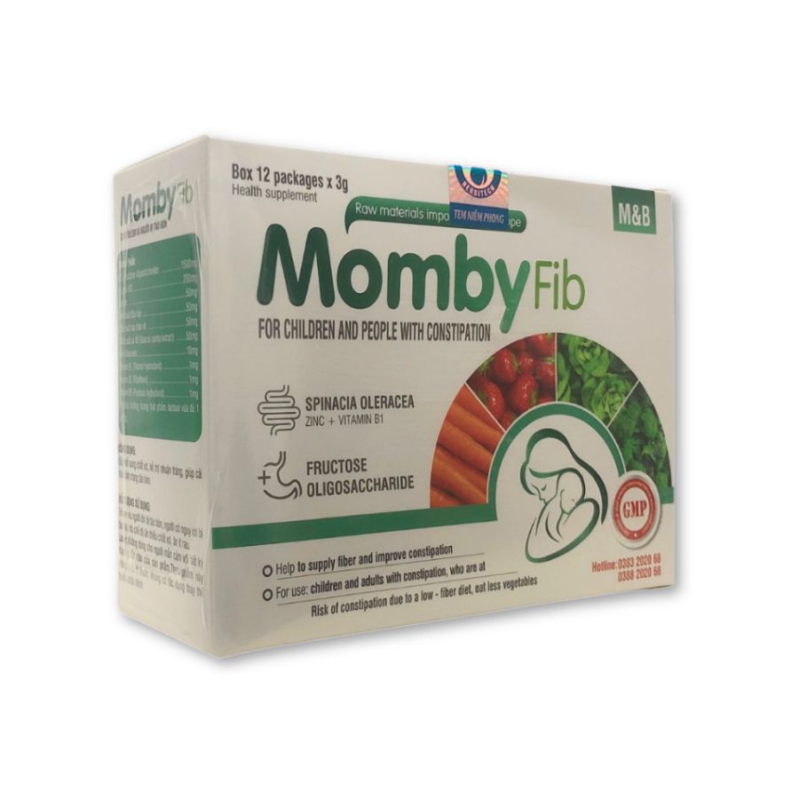 Thực phẩm hỗ trợ tiêu hoá Cốm vi sinh Mombyfib Xanh tiêu hóa, giảm táo bón cho mẹ & bé (Hộp 12 gói)