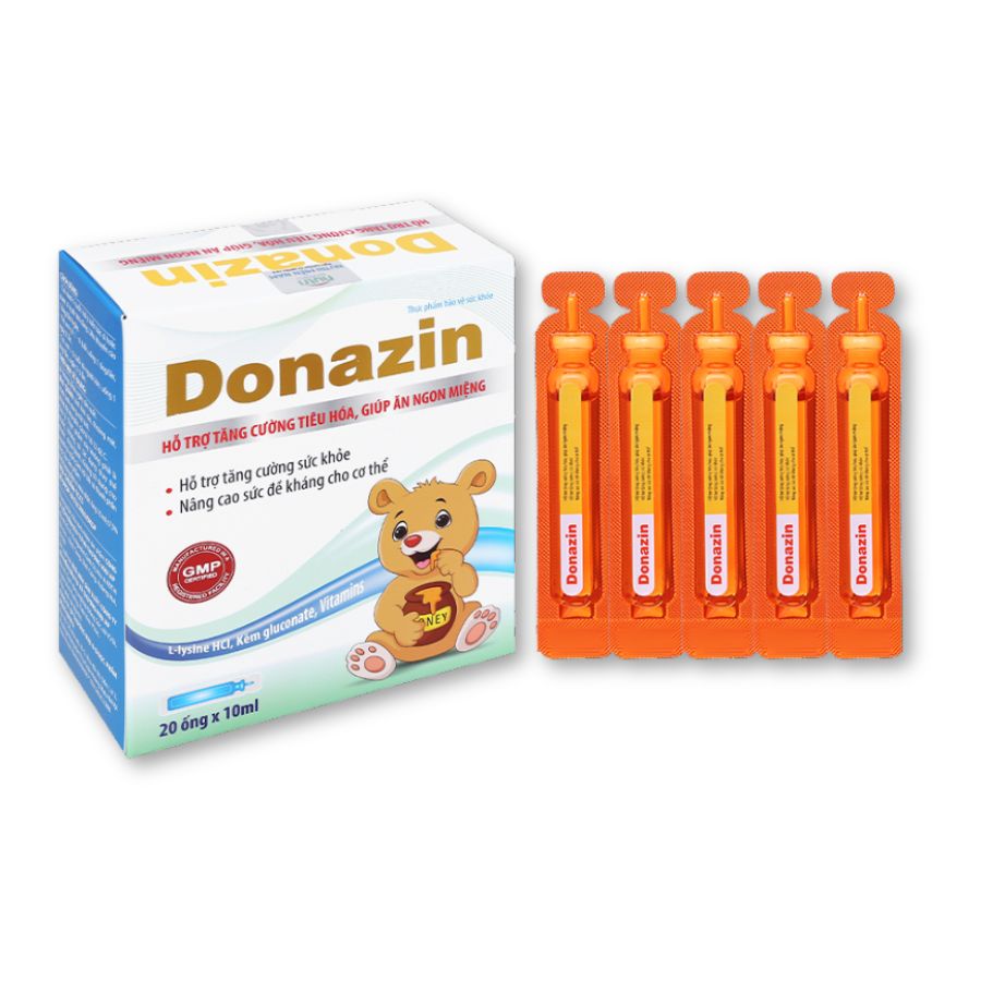 Thực phẩm bảo vệ sức khoẻ Donazin tăng cường tiêu hoá, hỗ trợ ăn ngon, tăng sức đề kháng (Hộp 20 ống)