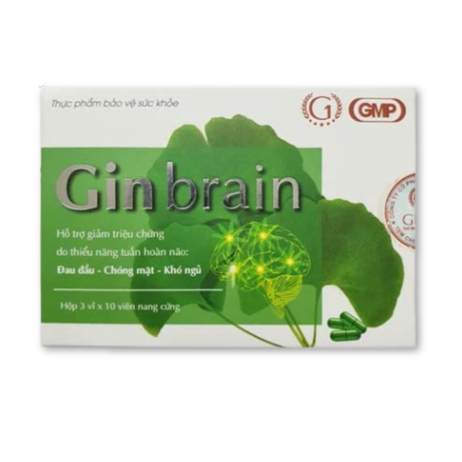 Thực phẩm bảo vệ sức khoẻ Gin Brain hỗ trợ tuần hoàn não, giảm chóng mặt, đau đầu (Hộp 30 viên)