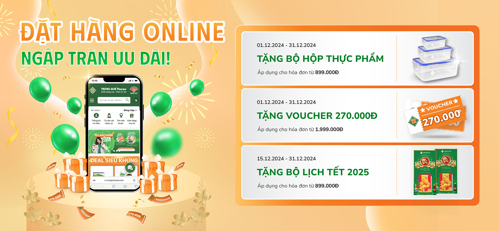 ĐẶT HÀNG ONLINE - NGẬP TRÀN ƯU ĐÃI