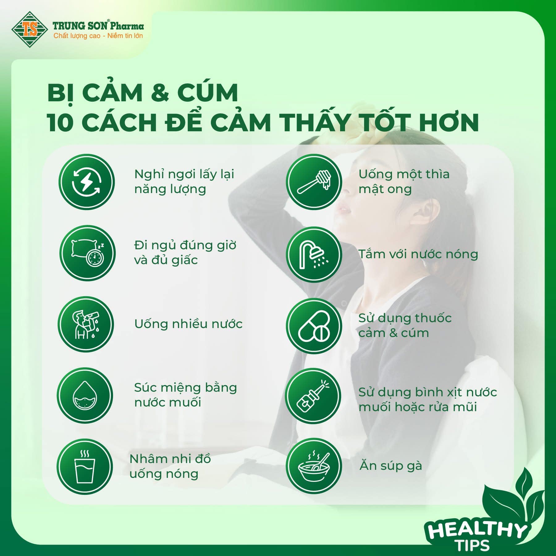 10 cách cảm thấy dễ chịu hơn khi bị cảm cúm