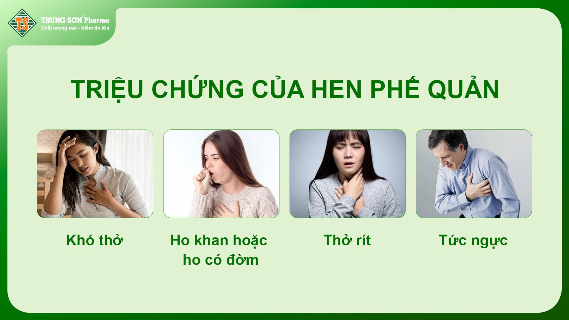 Biểu hiện cơn hen cấp. Triệu chứng hen phế quản cấp tính: khó thở, thở rít, tức ngực3