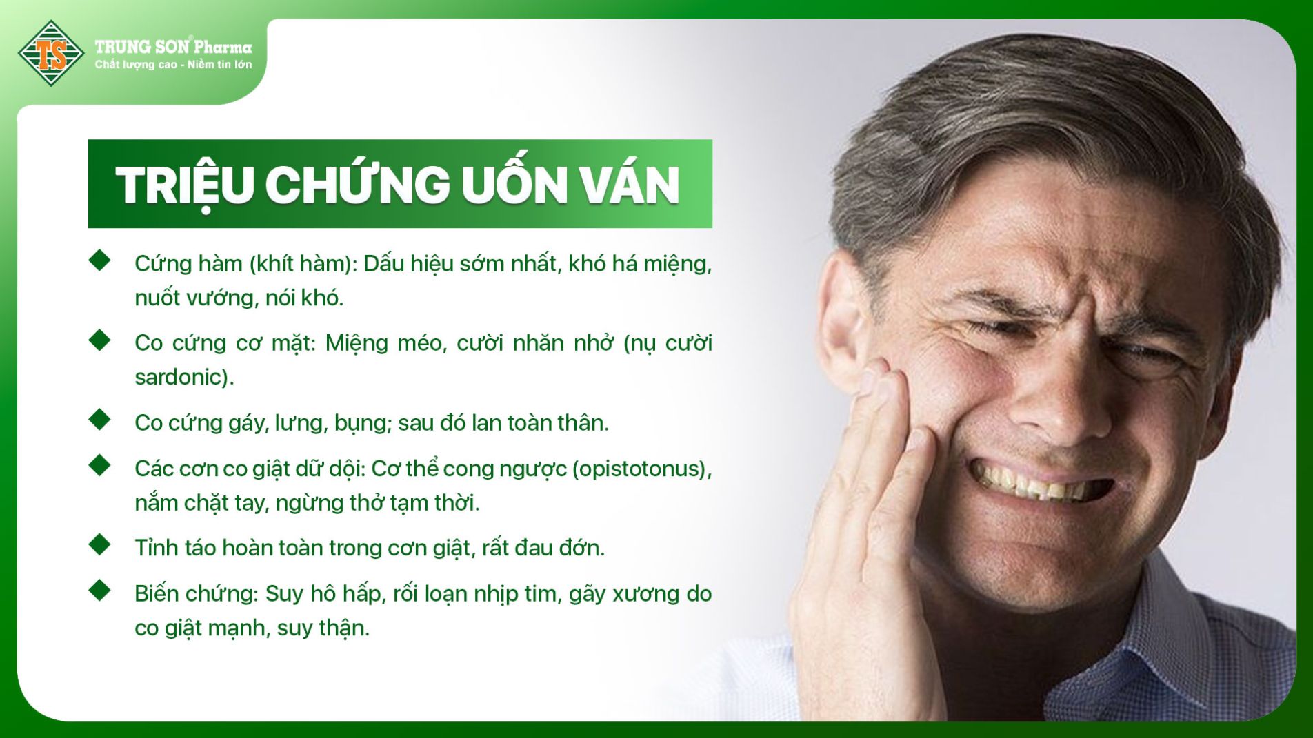 Triệu chứng điển hình của bệnh uốn ván – co cứng cơ thể, cong ngược lưng