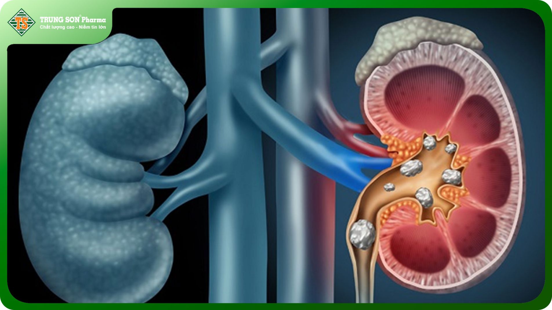Hình ảnh minh họa sỏi thận trong quả thận con người