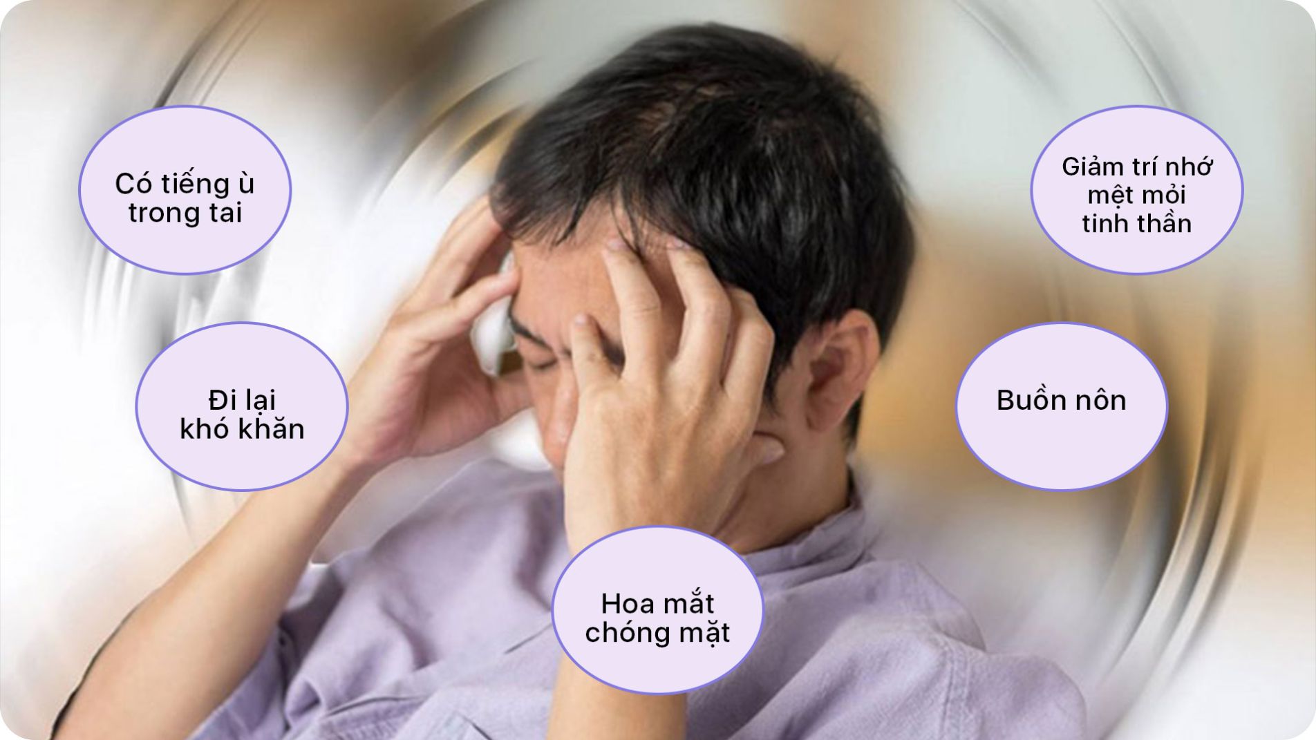 Triệu chứng chóng mặt quay cuồng trong rối loạn tiền đình.