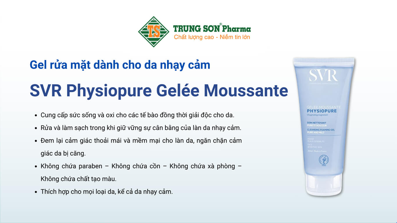 Gel rửa mặt dành cho da nhạy cảm SVR Physiopure Gelée Moussante 