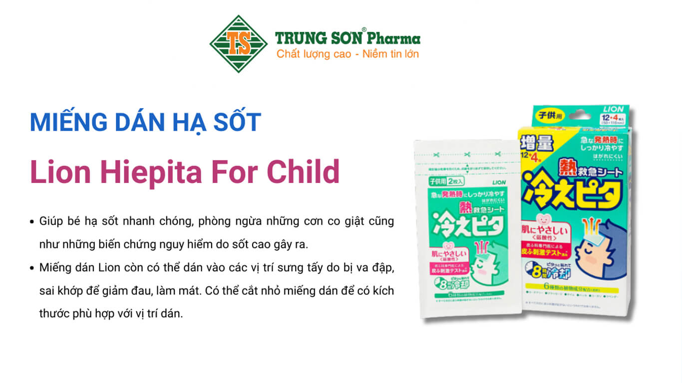 Miếng dán hạ sốt Lion Hiepita For Child 