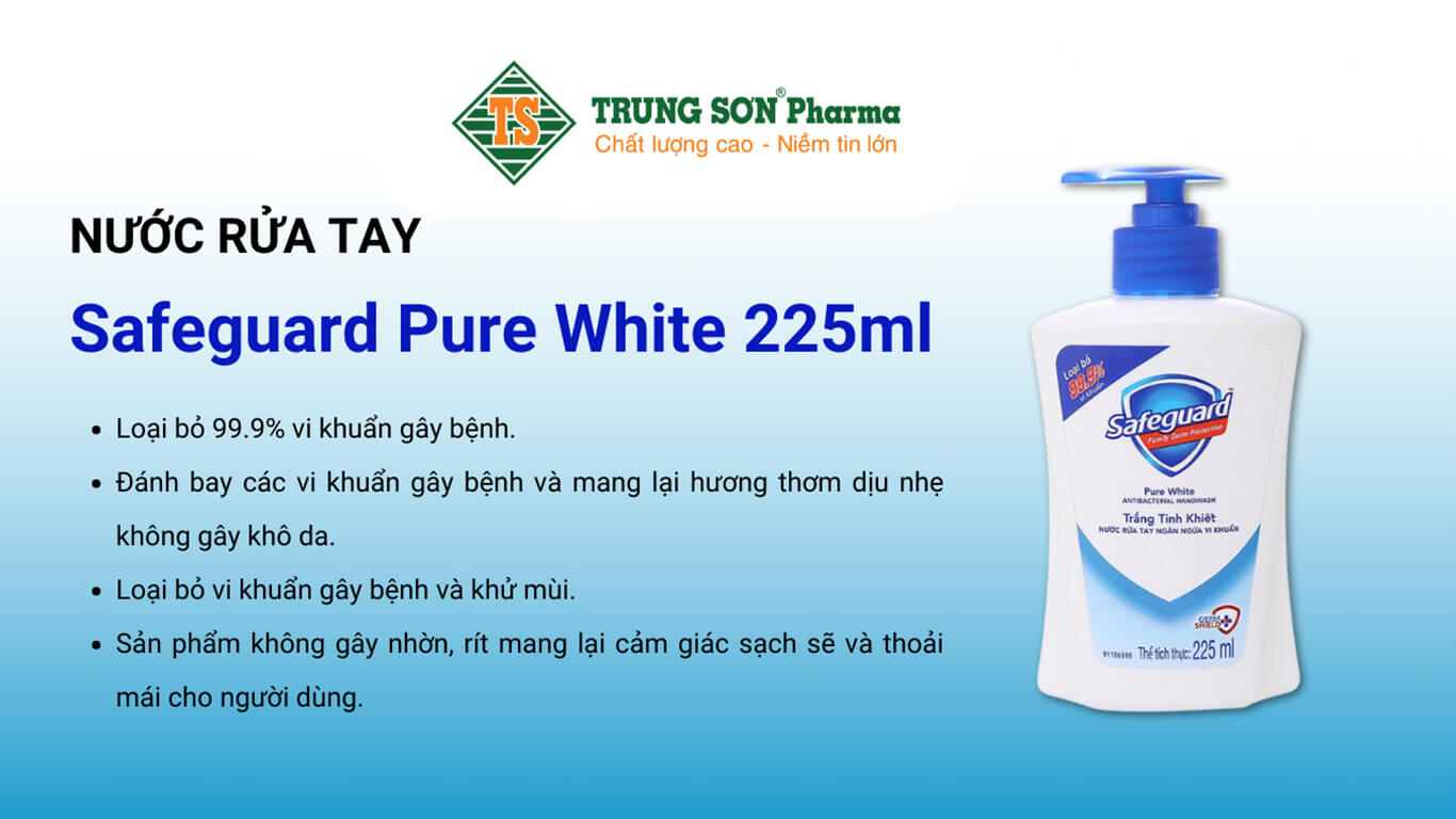 Nước rửa tay Safeguard trắng tinh khiết chai 225ml