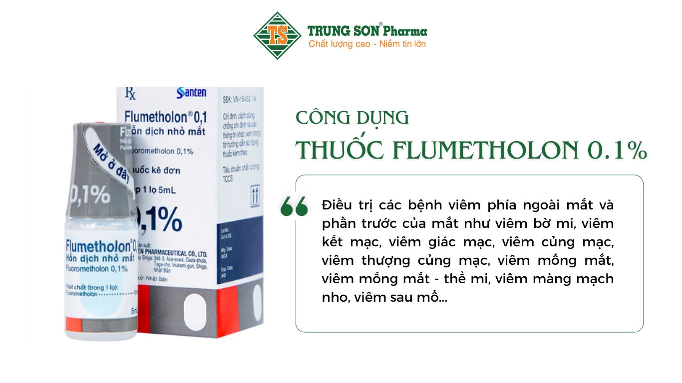 Hỗn dịch nhỏ mắt Flumetholon 0.1% hỗ trợ điều trị các bệnh viêm phía ngoài mắt (Chai 5ml)