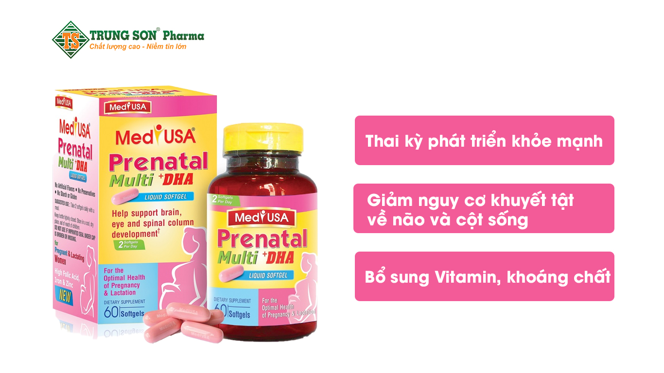 Thuốc Bổ Cho Bà Bầu MediUSA Prenatal Multi Dha - Hộp 60 viên