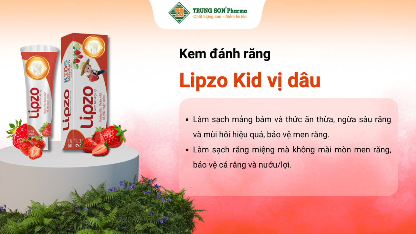 Kem Đánh Răng Lipzo Kid vị dâu cho trẻ