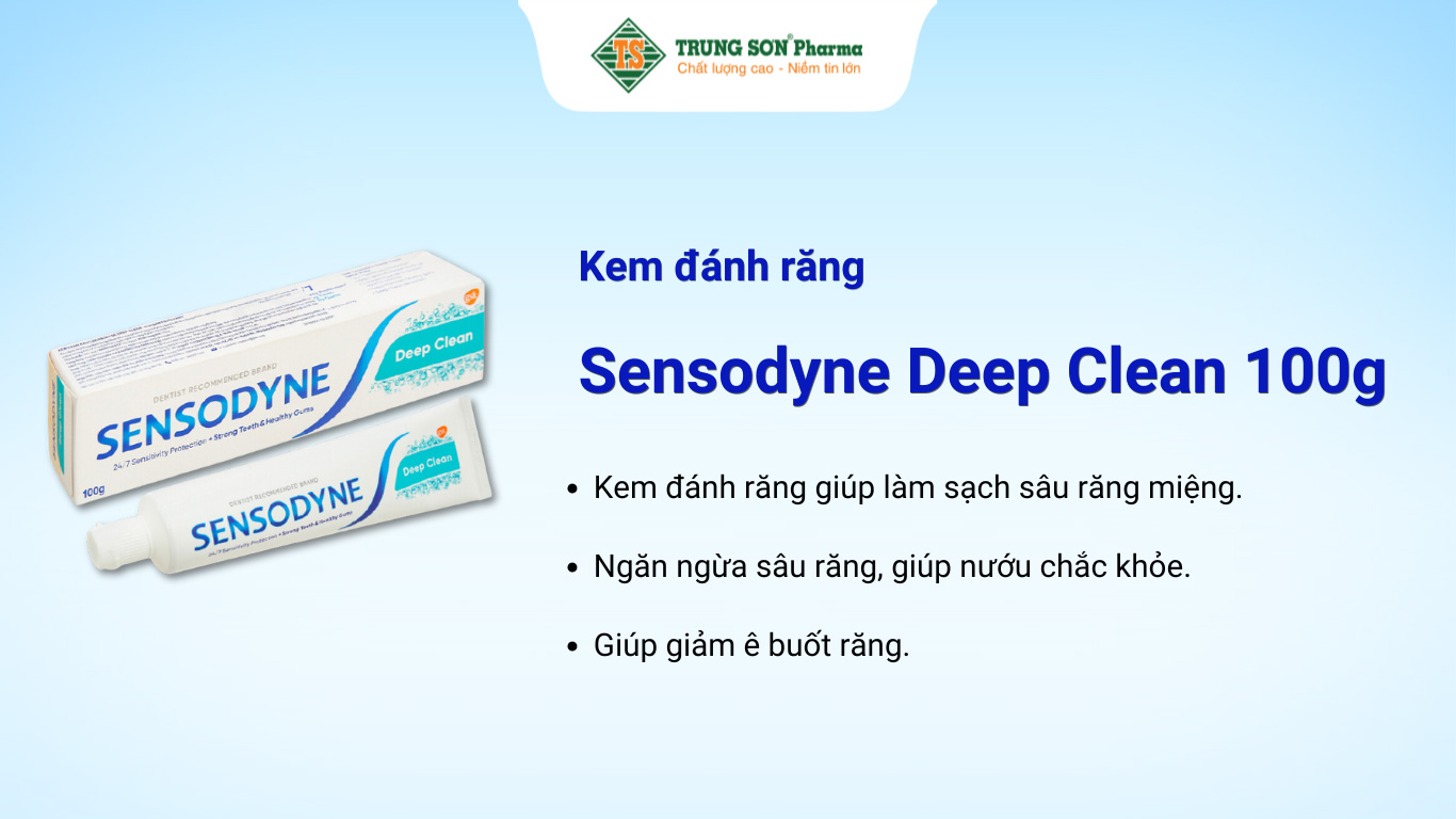 Kem đánh răng Sensodyne Deep Clean giúp làm sạch sâu răng miệng