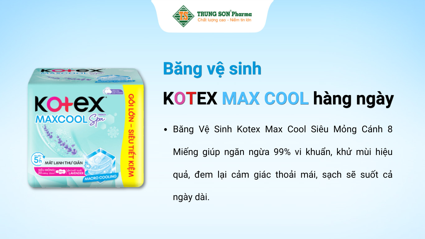 Băng vệ sinh Kotex Max Cool hằng ngày French Spa 20 miếng