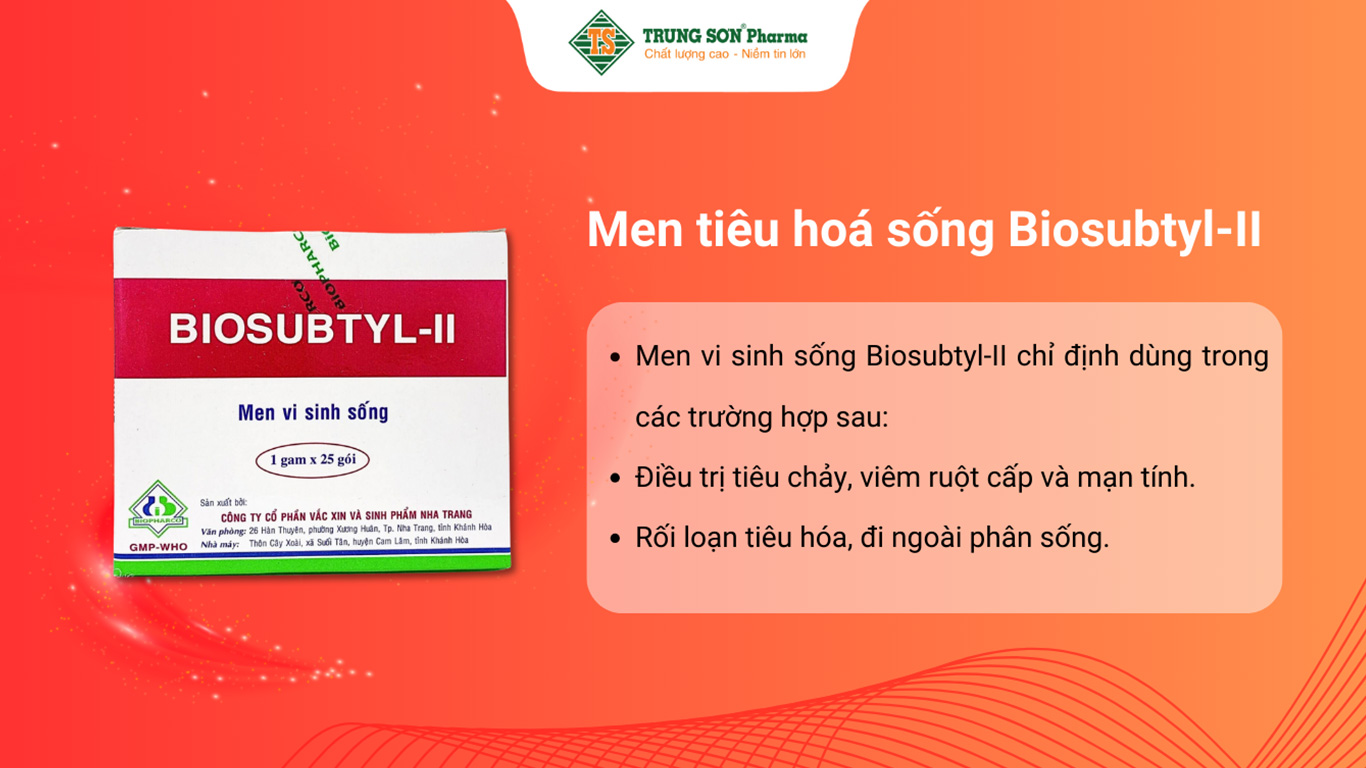 Men tiêu hoá sống Biosubtyl-II điều trị tiêu chảy, viêm đại tràng, rối loạn tiêu hoá 