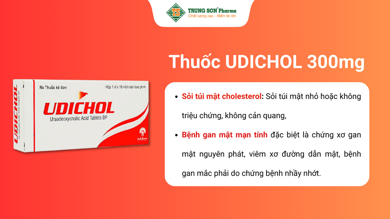 Thuốc Udichol 300mg trị bệnh gan mật mãn tính (1 vỉ x 10 viên)