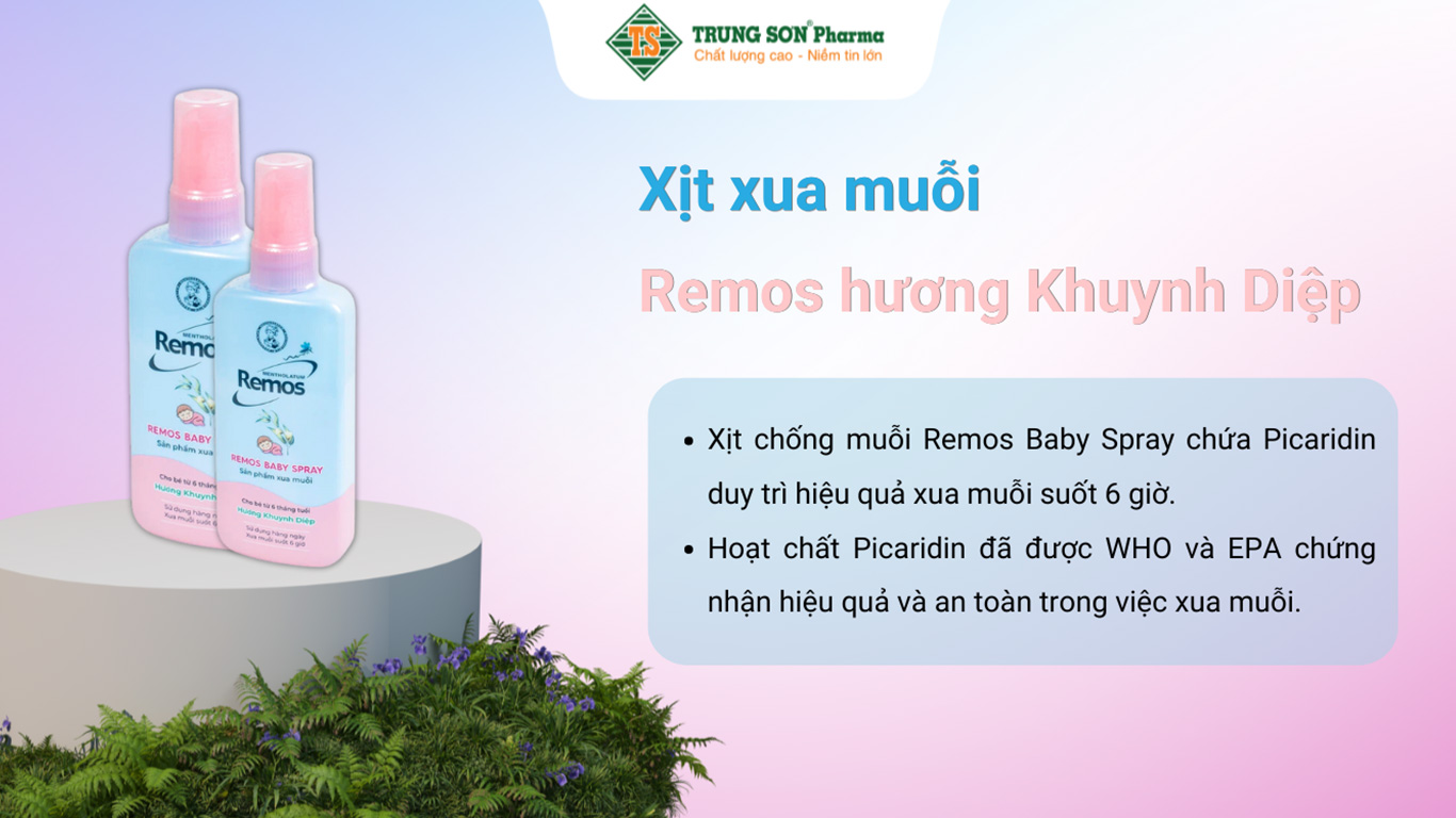 Xịt muỗi Remos hương Khuynh Diệp xua muỗi suốt 6 giờ cho bé từ 6 tháng tuổi (70ml)