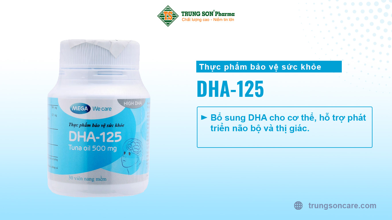 Viên uống DHA - 125 bổ sung DHA cho cơ thể, hỗ trợ phát triển não bộ và thị giác.