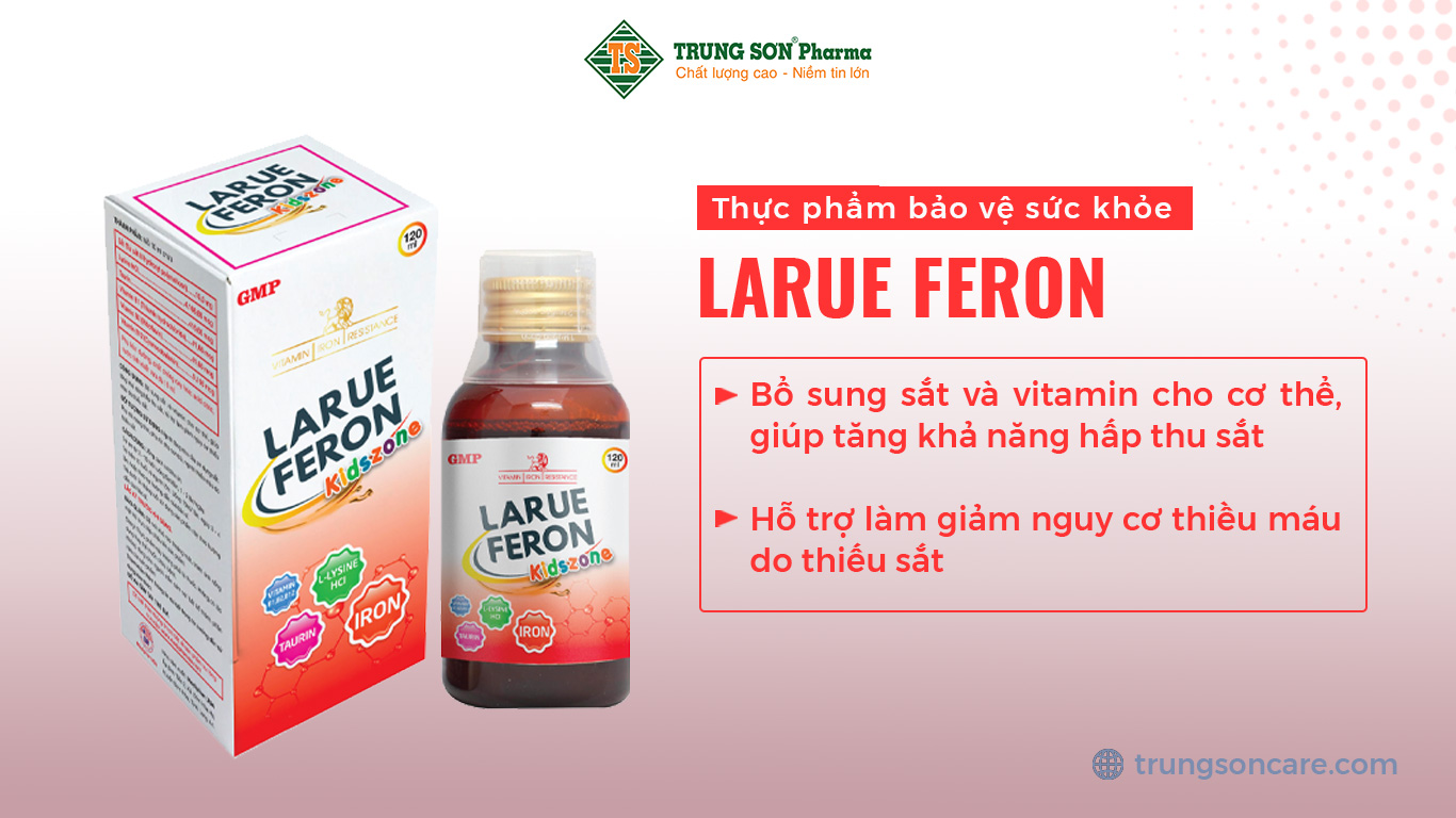 Thực phẩm bảo vệ sức khỏe Larue Feron bổ sung sắt và vitamin cho cơ thể, giú tăng khả năng hấp thu sắt, hỗ trợ làm giảm nguy cơ thiều máu do thiếu sắt