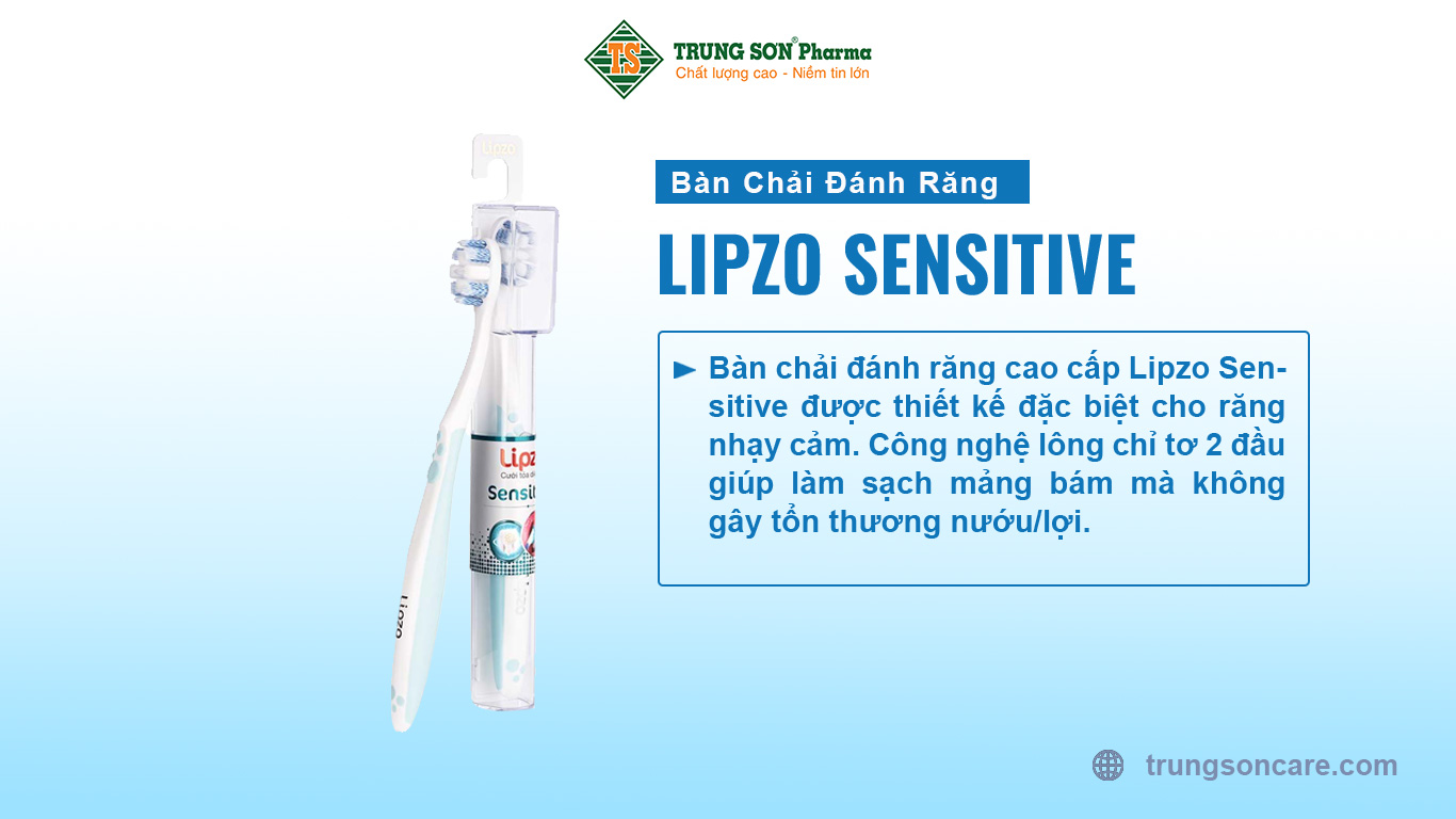 Bàn chải đánh răng cao cấp Lipzo Sensitive được thiết kế đặc biệt cho răng nhạy cảm. Công nghệ lông chỉ tơ 2 đầu giúp làm sạch mảng bám mà không gây tổn thương nướu/lợi