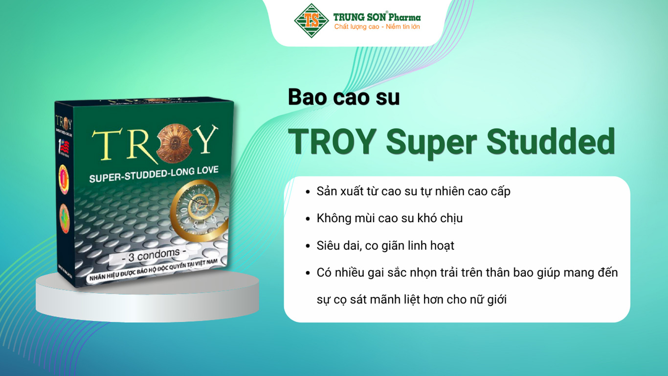 Bao cao su TROY Super Studded siêu gai (hộp 3 cái)