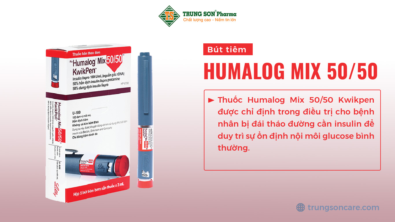 Thuốc Humalog Mix 50/50 Kwikpen được sản xuất bởi công ty Lilly - Pháp, có thành phần chính là insulin lispro. Thuốc Humalog Mix 50/50 Kwikpen được chỉ định trong điều trị cho bệnh nhân bị đái tháo đường cần insulin để duy trì sự ổn định nội môi glucose bình thường.