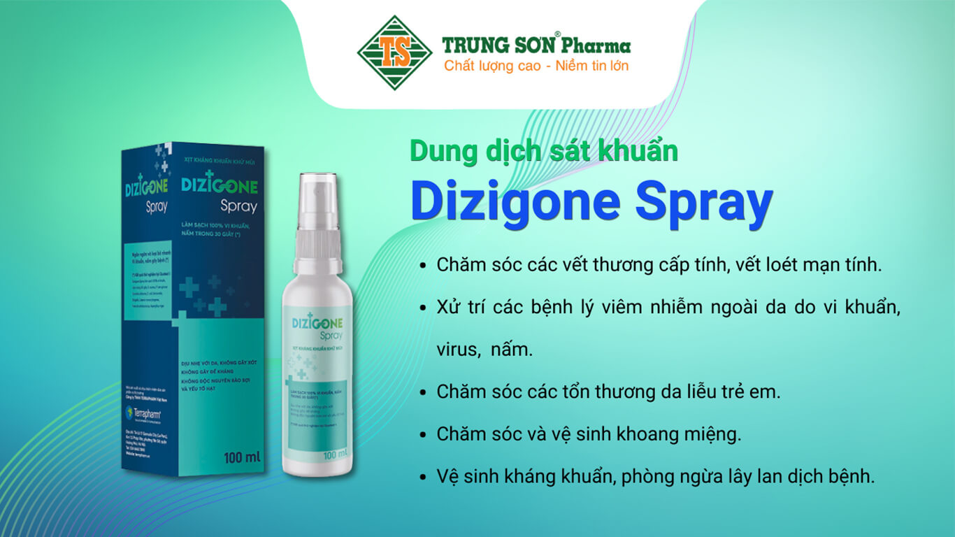 Dung dịch kháng khuẩn Dizigone Spray làm sạch vi khuẩn