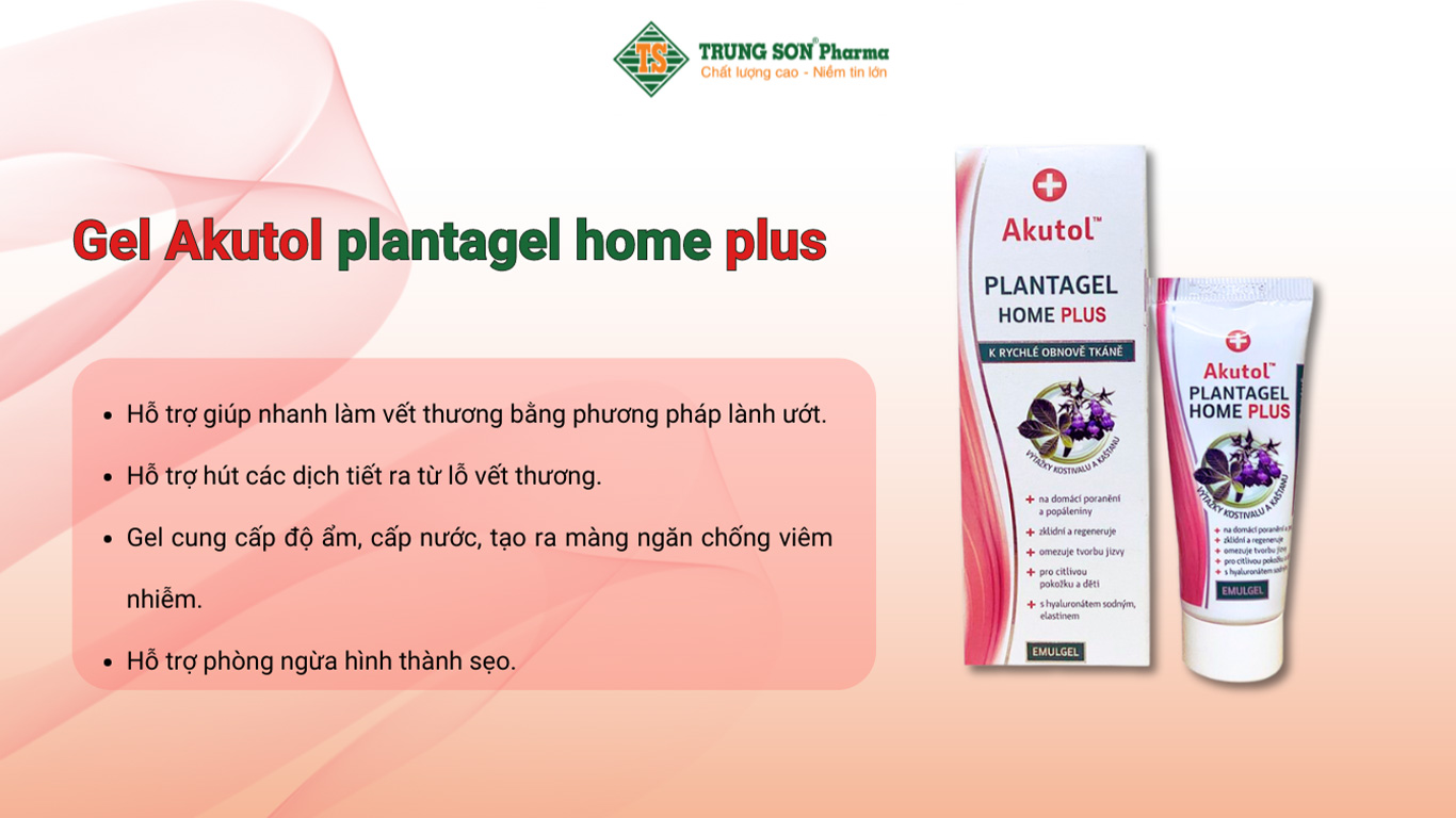 Gel Akutol plantagel home plus hỗ trợ liền vết thương và ngăn ngừa sẹo (20g)