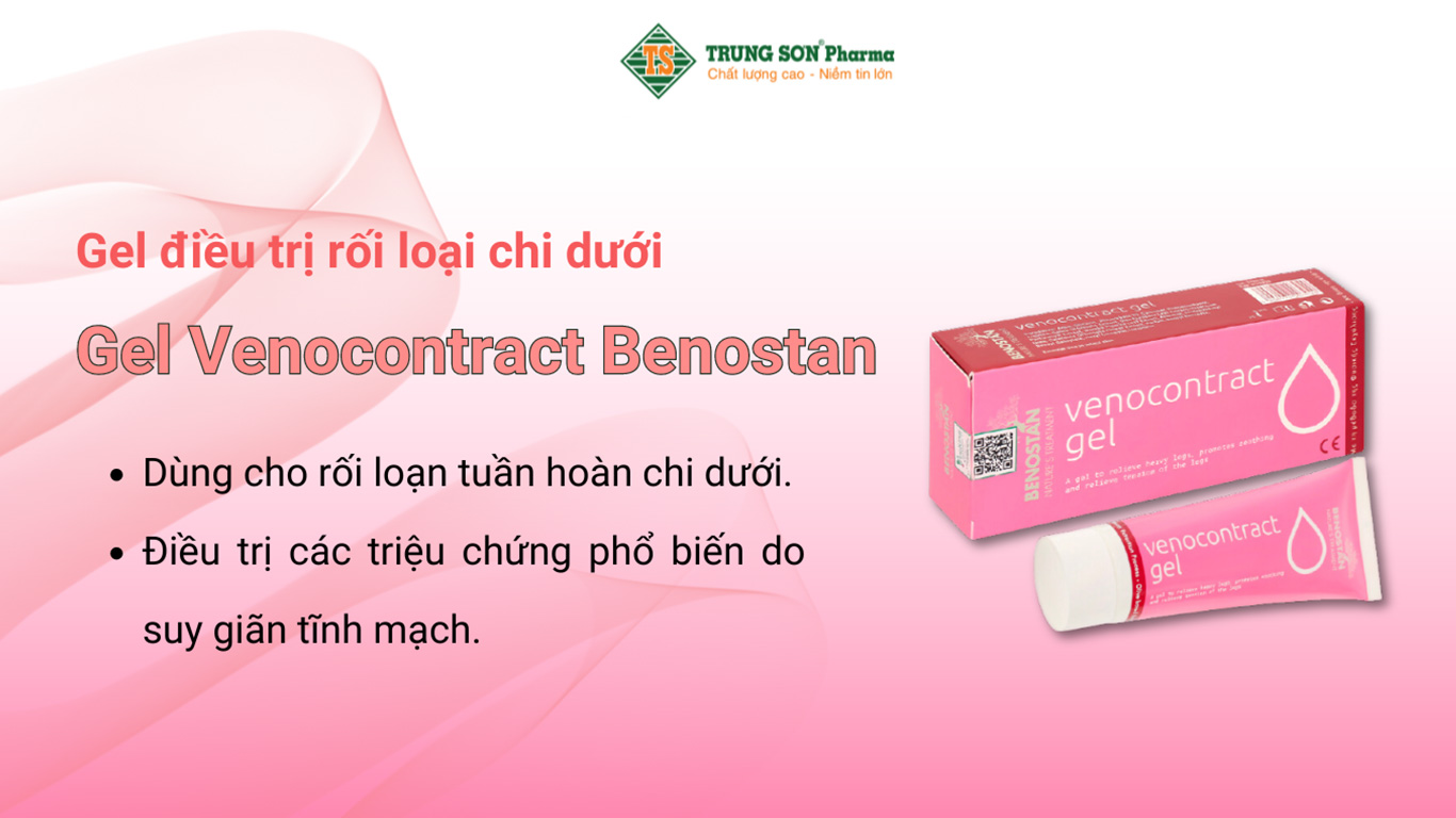 Gel Venocontract Benostan hỗ trợ điều trị rối loạn tuần hoàn chi dưới, suy giãn tĩnh mạch (75ml)