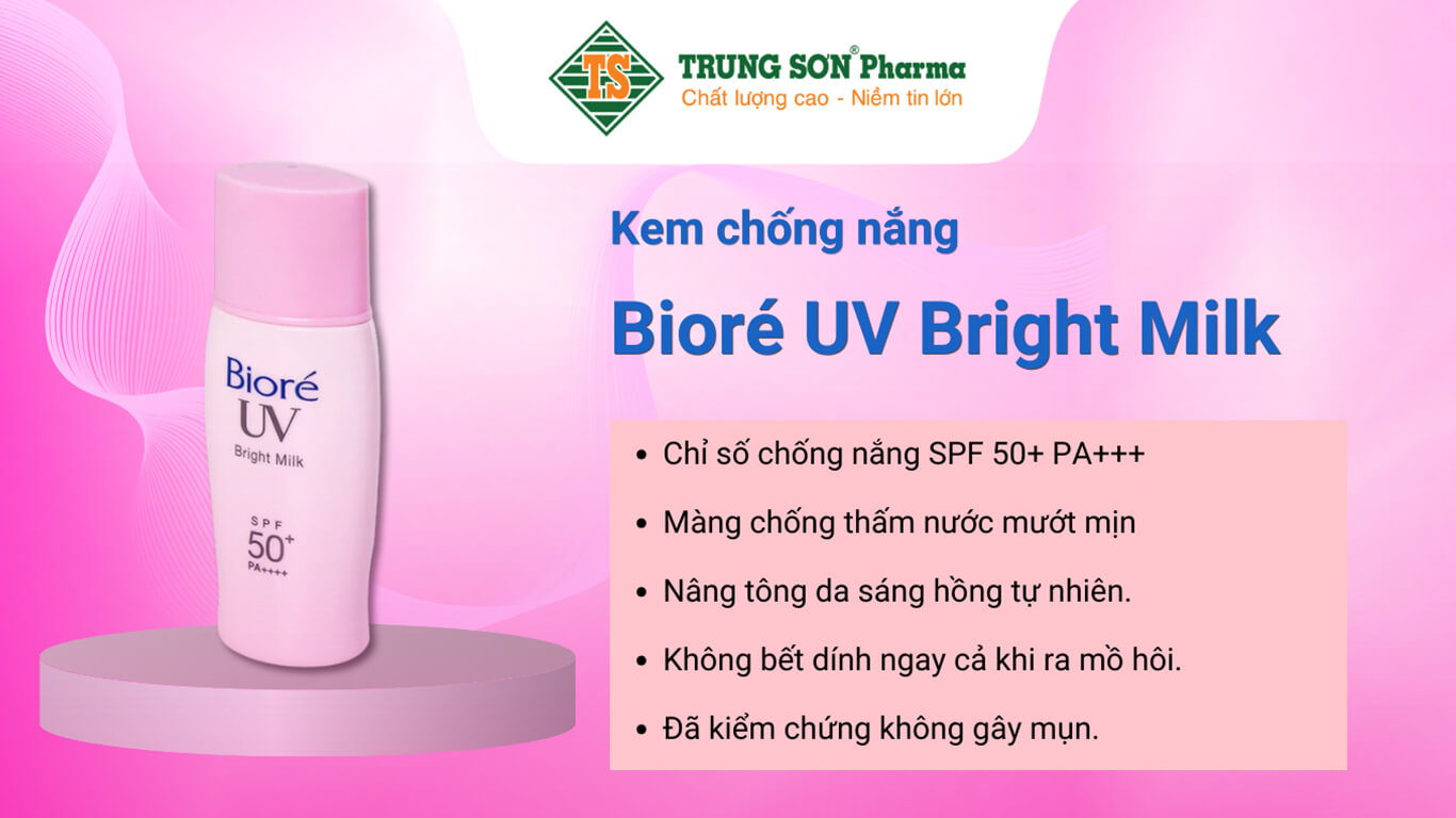 Sữa chống nắng Bioré UV Bright Milk dưỡng da sáng hồng