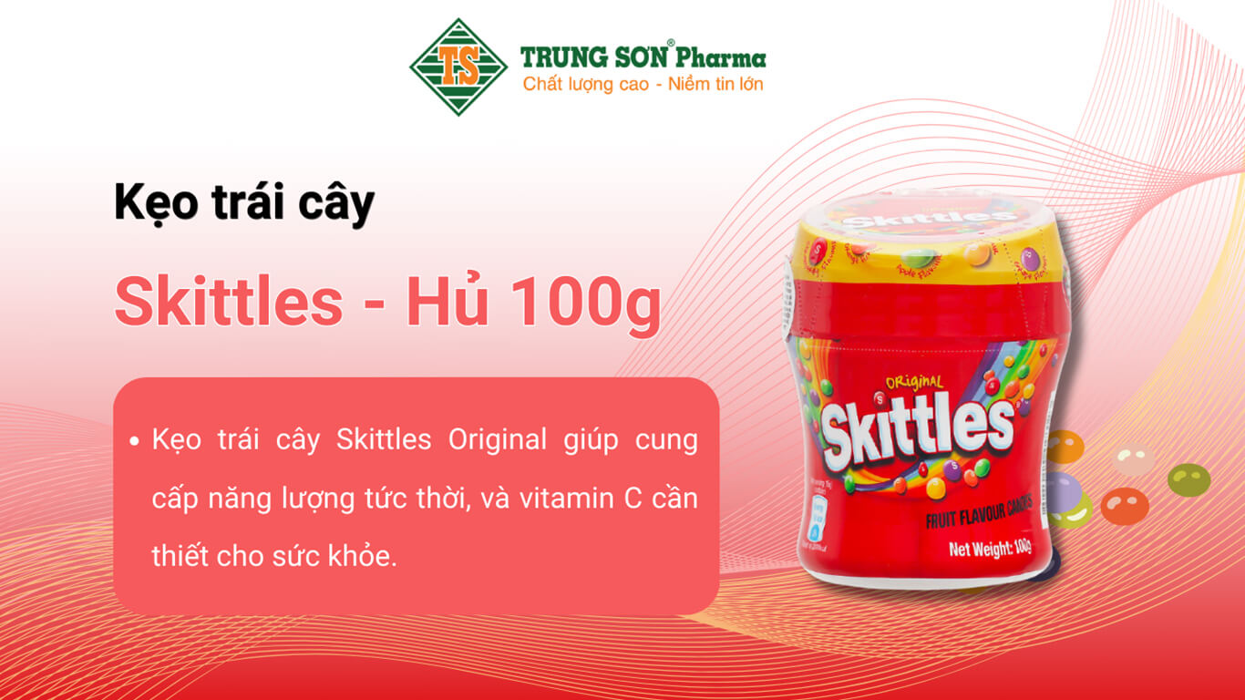 Kẹo trái cây skittles hủ 100g