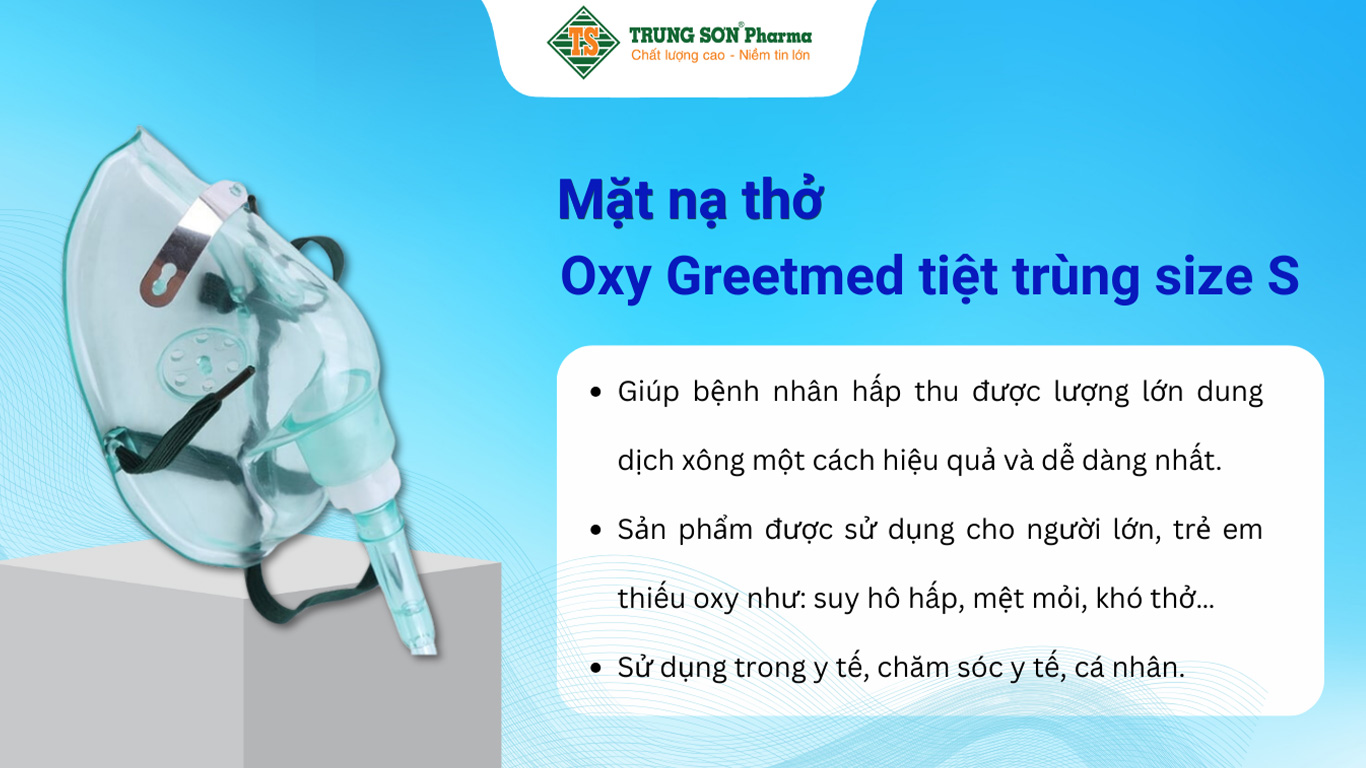 Mặt nạ thở Oxy Greetmed tiệt trùng size S dành cho trẻ em