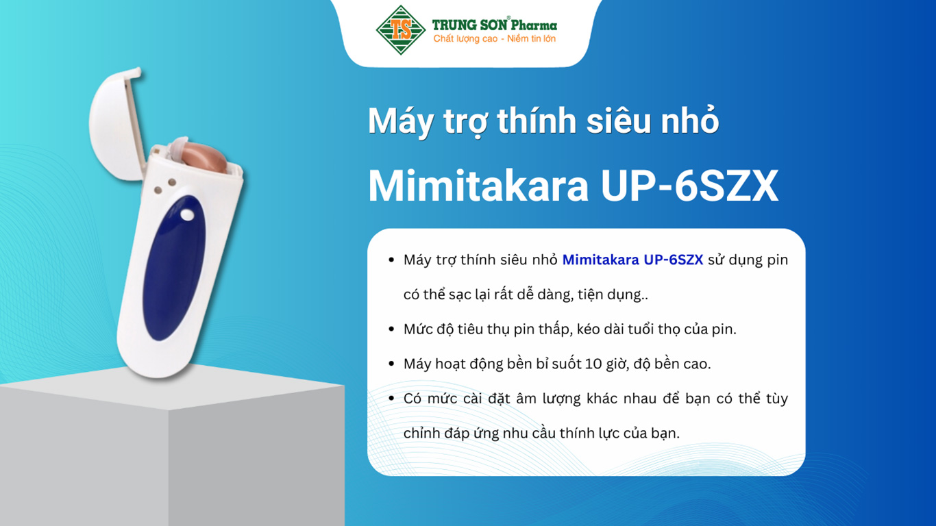 Máy trợ thính Mimitakara UP-6SZX siêu nhỏ lỗ tai, bút sạc di động 