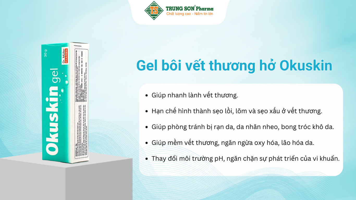 Okuskin Gel giúp lành nhanh vết thương hở, hạn chế sẹo (10g)