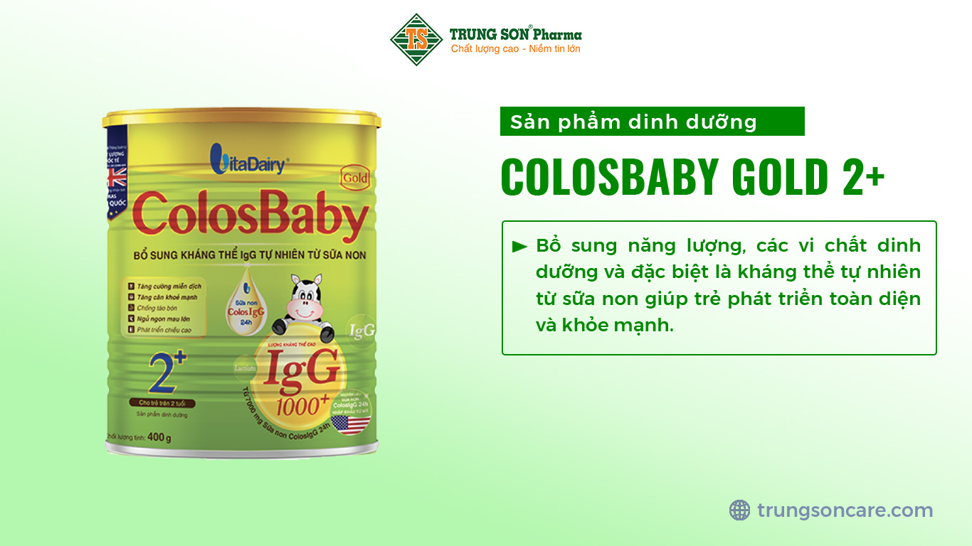 Sản phẩm dinh dưỡng cho trẻ trên 2 tuổi COLOSBABY GOLD 2+ là sản phẩm dinh dưỡng dành cho trẻ từ 2 tuổi trở lên. Sản phẩm bổ sung năng lượng, các vi chất dinh dưỡng và đặc biệt là kháng thể tự nhiên từ sữa non giúp trẻ phát triển toàn diện và khỏe mạnh.