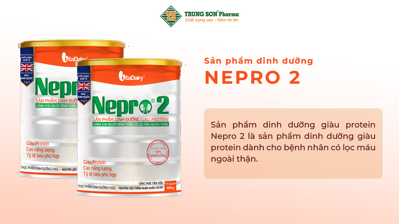 Sản phẩm dinh dưỡng giàu protein Nepro 2 là sản phẩm dinh dưỡng giàu protein dành cho bệnh nhân có lọc máu ngoài thận.