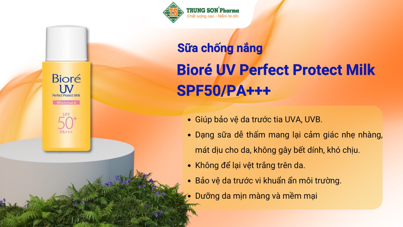 Sữa chống nắng Bioré UV Perfect Protect Milk MOISTURE SPF50+/PA+++ bảo vệ hoàn hảo - dưỡng ẩm (25ml)