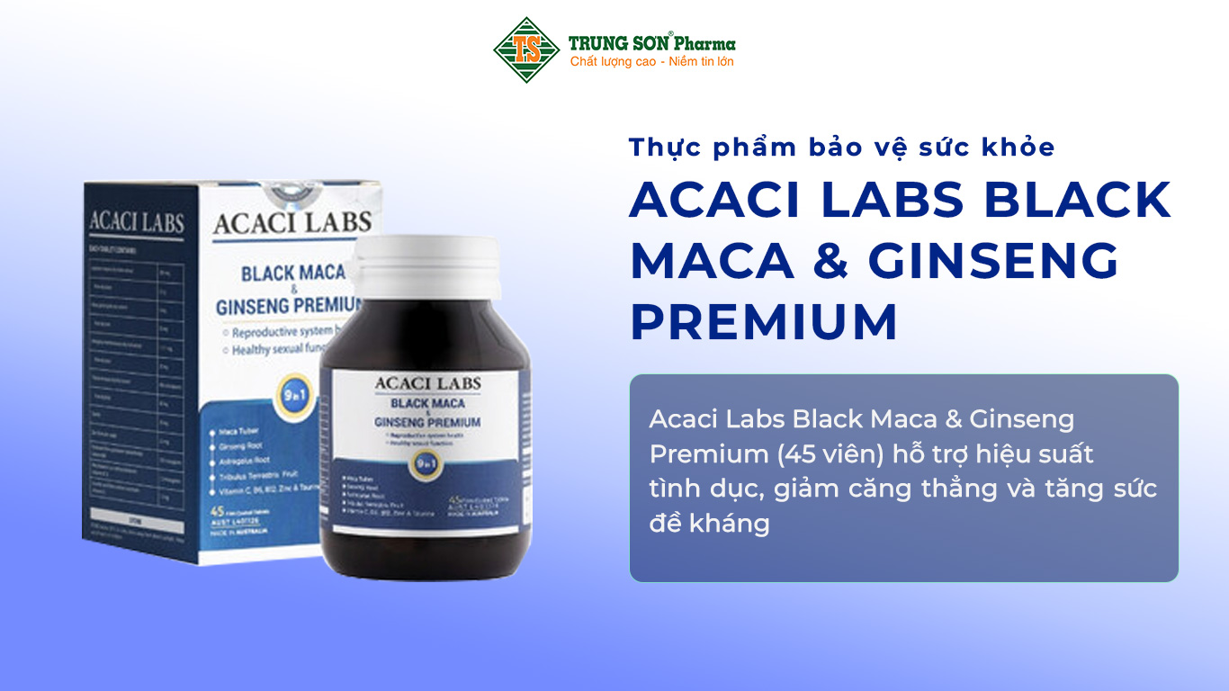 Thực phẩm bảo vệ sức khỏe: Acaci Labs Black Maca & Ginseng Premium (45 viên) hỗ trợ hiệu suất tình dục, giảm căng thẳng và tăng sức đề kháng