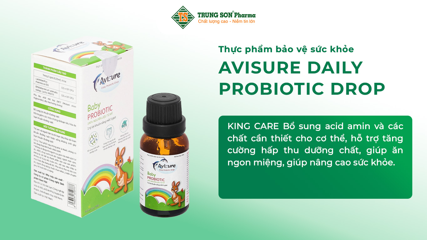 Thực phẩm bảo vệ sức khỏe Avisure Daily Probiotic Drop (lọ 10ml) giúp bổ sung lợi khuẩn đường ruột. Hỗ trợ giảm các triệu chứng rối loạn tiêu hóa do loạn khuẩn đường ruột.