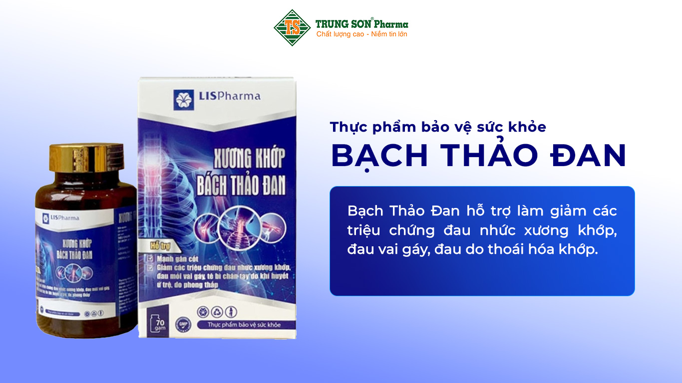 Bạch Thảo Đan hỗ trợ làm giảm các triệu chứng đau nhức xương khớp, đau vai gáy, đau do thoái hóa khớp.