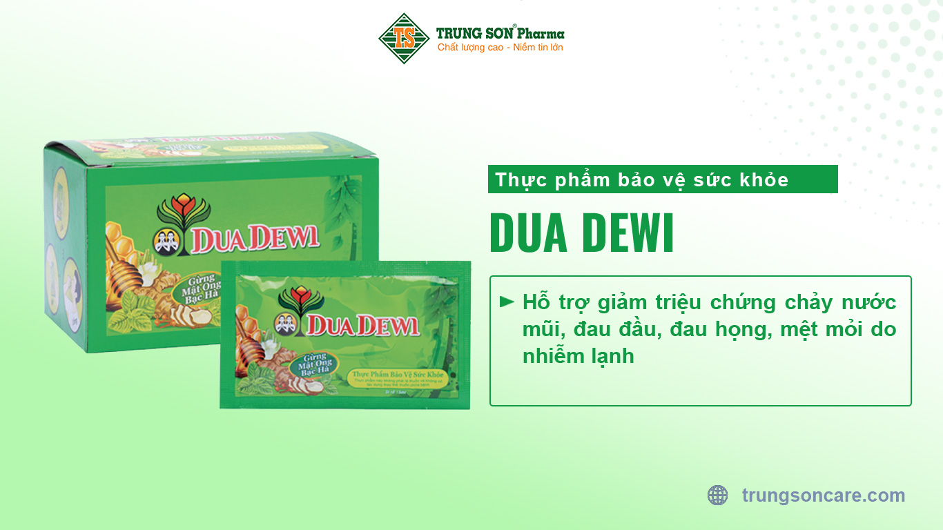 Thực Phẩm Bảo Vệ Sức Khỏe Dua Dewi (12 gói) hỗ trợ giảm triệu chứng chảy nước mũi, đau đầu, đau họng, mệt mỏi do nhiễm lạnh