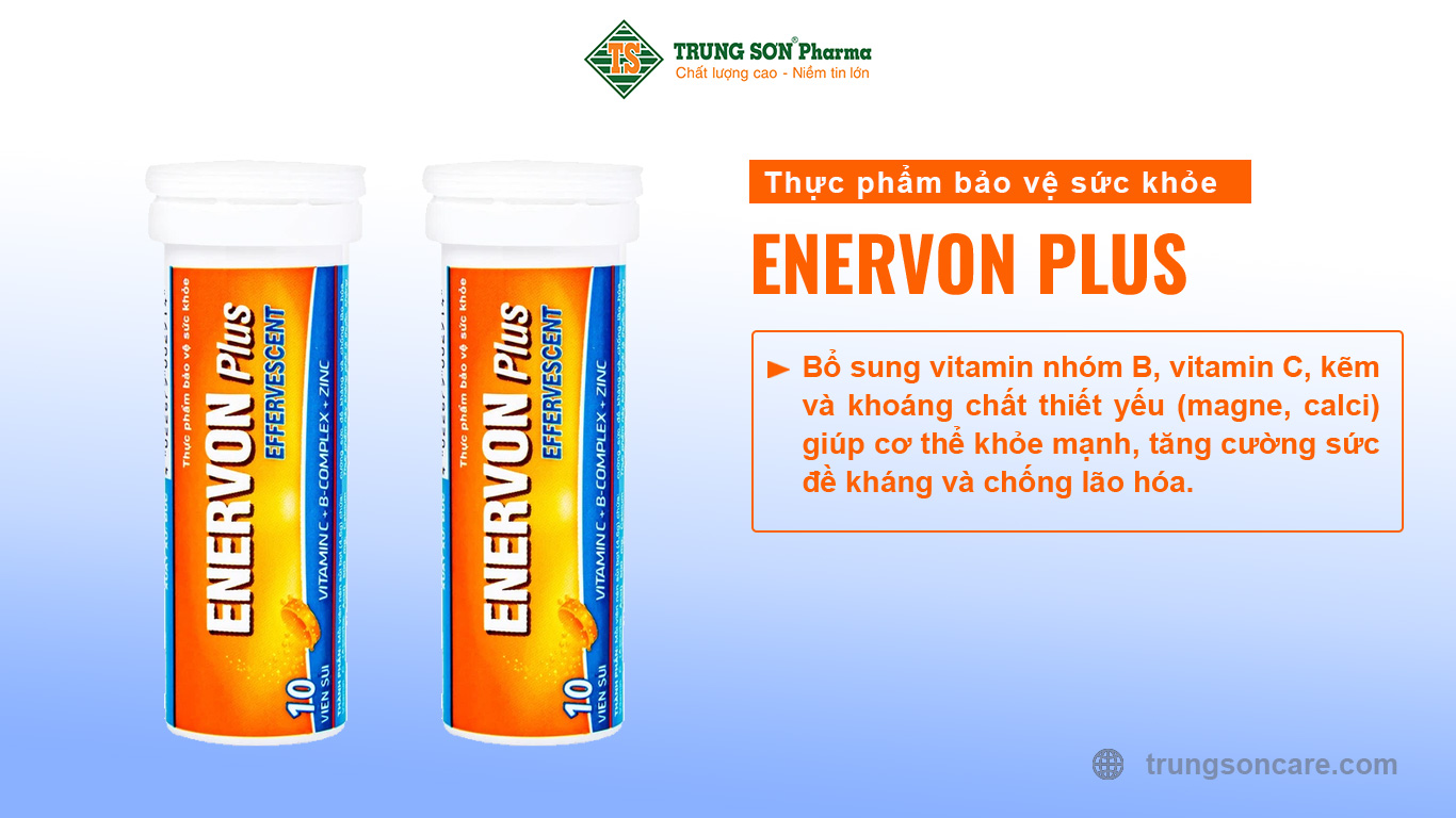 Enervon Plus Effervescent bổ sung vitamin nhóm B, vitamin C, kẽm và khoáng chất thiết yếu (magne, calci) giúp cơ thể khỏe mạnh, tăng cường sức đề kháng và chống lão hóa. 