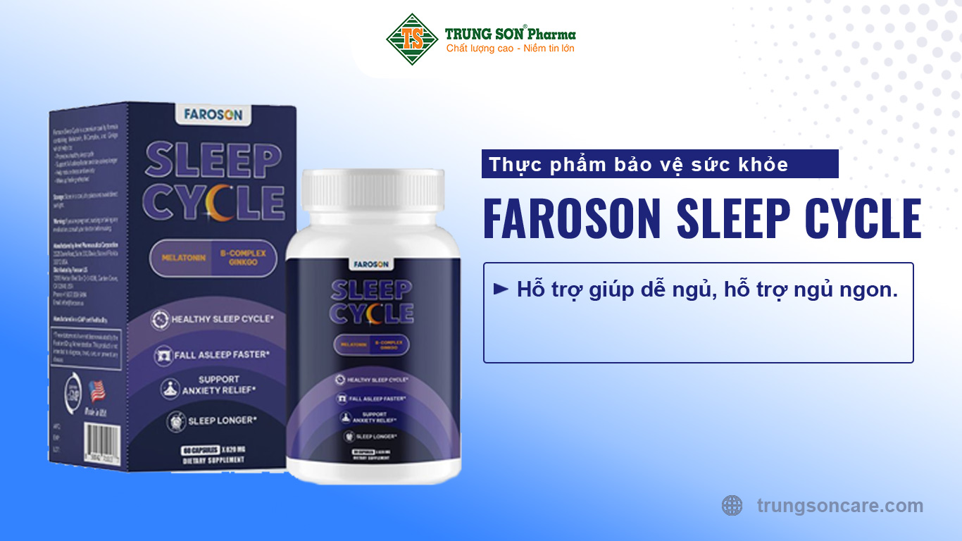 Thực phẩm bảo vệ sức khỏe Faroson Sleep Cycle hỗ trợ giúp dễ ngủ, hỗ trợ ngủ ngon.