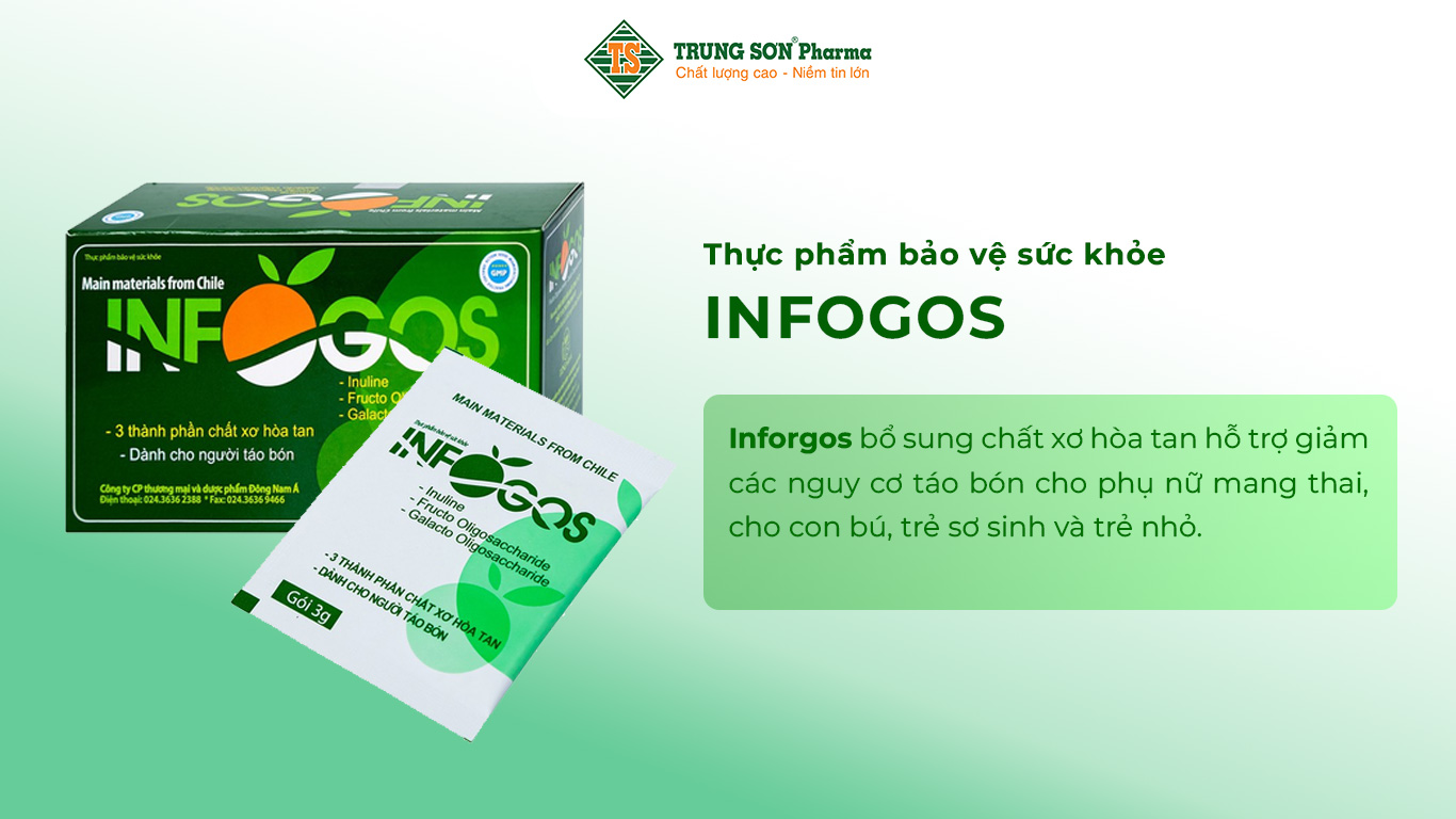 Inforgos bổ sung chất xơ hòa tan hỗ trợ giảm các nguy cơ táo bón cho phụ nữ mang thai, cho con bú, trẻ sơ sinh và trẻ nhỏ.