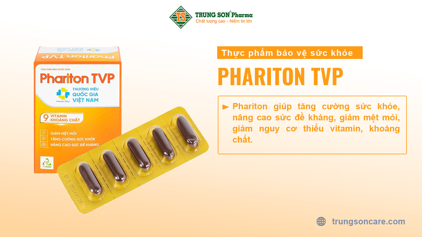 Phariton giúp tăng cường sức khỏe, nâng cao sức đề kháng, giảm mệt mỏi, giảm nguy cơ thiếu vitamin, khoáng chất.