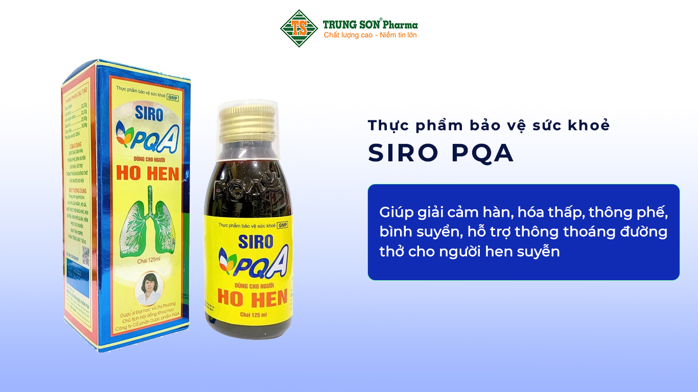 Thực phẩm bảo vệ sức khoẻ Siro PQA (Dùng cho người hen suyễn) Giúp giải cảm hàn, hóa thấp, thông phế, bình suyển, hỗ trợ thông thoáng đường thở cho người hen suyễn